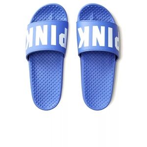 VICTORIAS SECRET PINK LOGO SLIDES SANDALS BEACH SHOWER SHOES 4-5 Color Blue